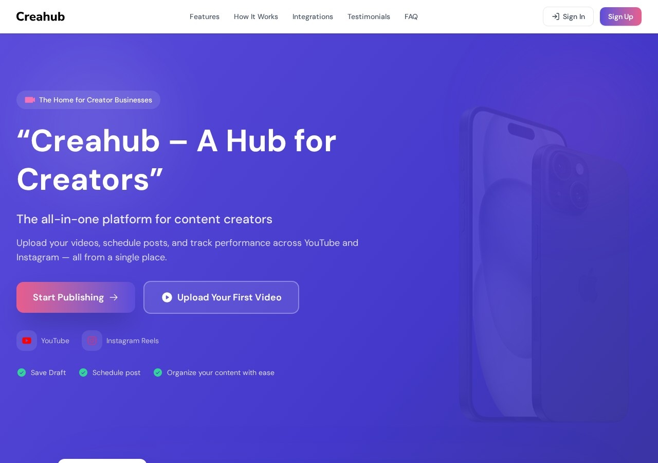 CreaHub desktop preview