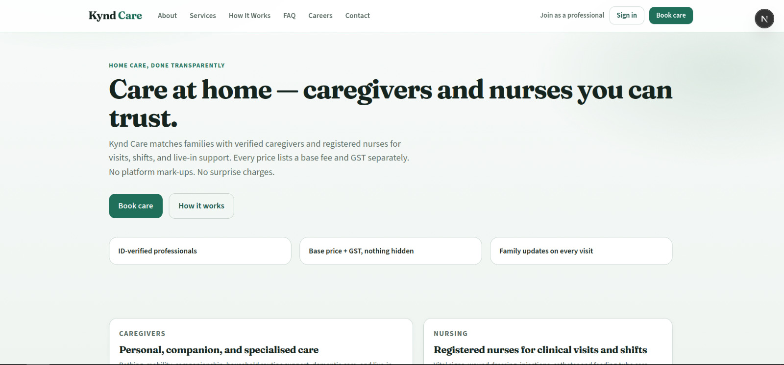 KyndCare desktop preview
