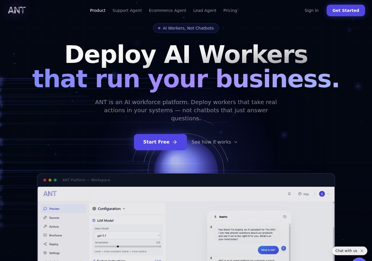 The ANT Space desktop preview